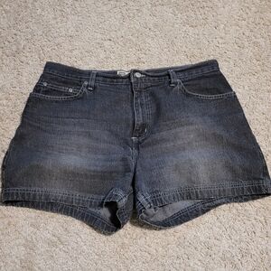 Faded Glory Denim Shorts Black Size 16/18 Cotton Button Pockets 5-Pocket Design